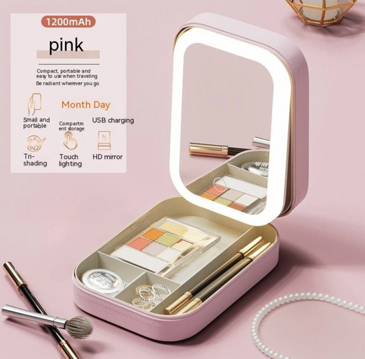 Makeup Storage Box With LED Mirror
