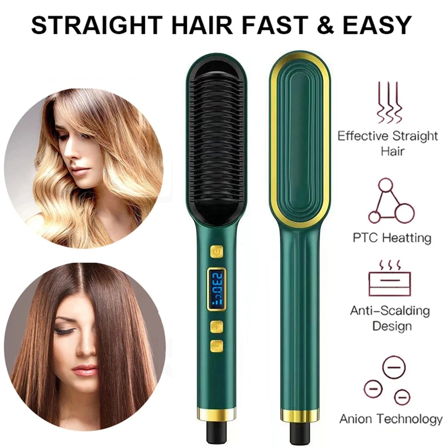 IonGlow™ – 2-in-1 Hot Comb & Styler