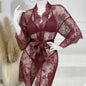 3 Piece Net Gown Set with Bra & Panty | Soft Lace Robe Lingerie | Free Size