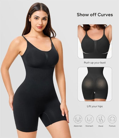 Shapewear Bodysuit for Women | Seamless Tummy Control Mid-Thigh Body Shaper