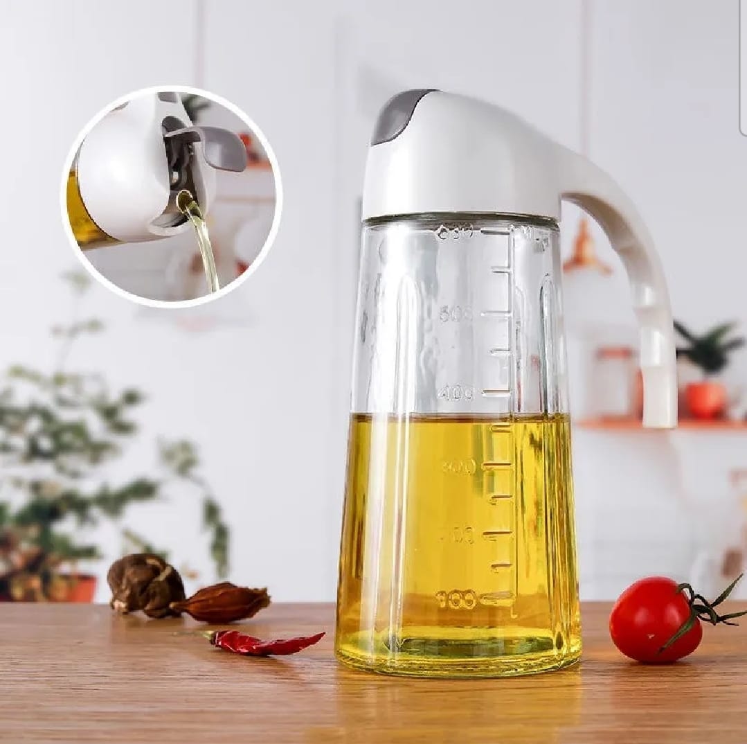 Glass Oil Jug Seasoning Bottle With Automatic Flip Lid Anti-Dust And Leak-Proof Transparent Olive Oil Dispenser