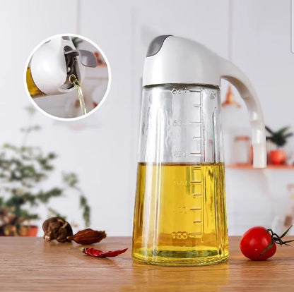Glass Oil Jug Seasoning Bottle With Automatic Flip Lid Anti-Dust And Leak-Proof Transparent Olive Oil Dispenser