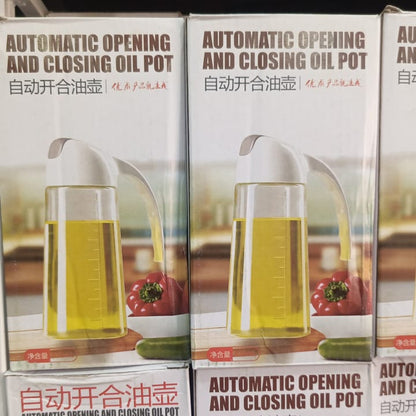 Glass Oil Jug Seasoning Bottle With Automatic Flip Lid Anti-Dust And Leak-Proof Transparent Olive Oil Dispenser