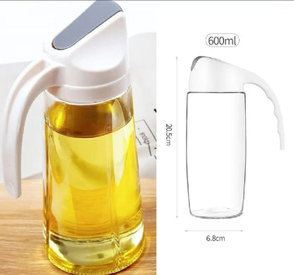 Glass Oil Jug Seasoning Bottle With Automatic Flip Lid Anti-Dust And Leak-Proof Transparent Olive Oil Dispenser