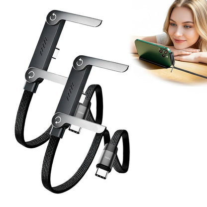 2-In-1 Invisible Holder Charger Cable With Stand | Nylon Braided USB C To USB C Cable 1.5M | 240W Fast Charging Cord For Smartphones, Tablets & Laptops